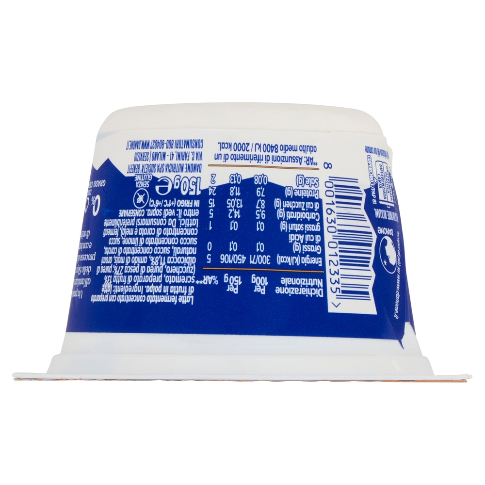 DANONE Skyr, Yogurt ispirato all'Islanda, 0% grassi,Cremoso,Ricco in Proteine, Pesca&Albicocca, 150g